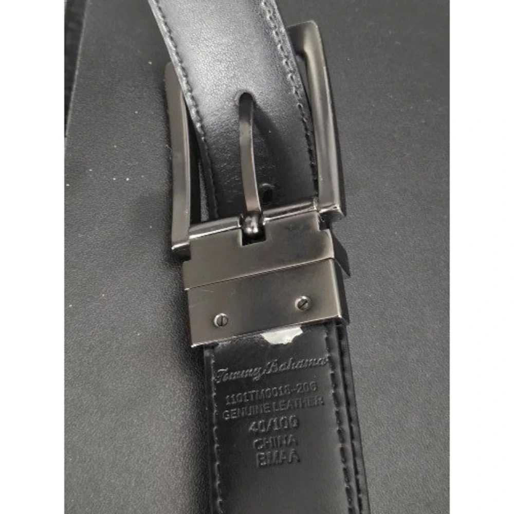 Tommy‎ Bahama Mens Reversible Leather Belt Gunmetal Buckle Woven Detail Size 40